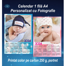 Calendar 2024, 1 filă A4, Portret - personalizat cu fotografie