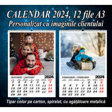 Calendar 2024, 12 file A3 - personalizat cu imaginile clientului