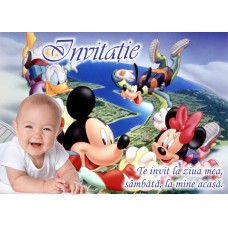 Invitație aniversare 14x10 cm Mickey-Minnie