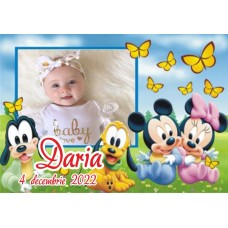 Magnet - mărturie botez fetiță - Minnie Mickey Pluto Baby