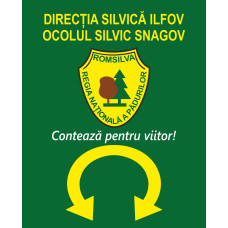 Panouri Silvice ROMSILVA - Sigla/Logo - Direcția Silvică - Ocolul Silvic - săgeată întoarcere
