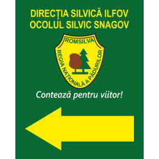 Panouri Silvice ROMSILVA - Sigla/Logo - Direcția Silvică - Ocolul Silvic - săgeată stânga