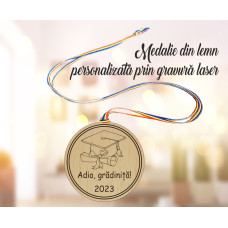 Medalie lemn gravată laser - Adio Grădiniță